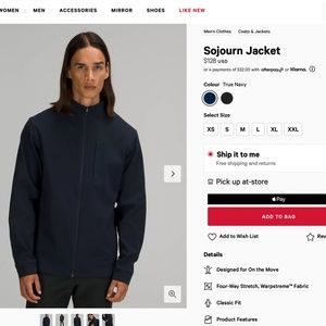 FIT IS FASHION Lululemon Soujourn Jacket Workout Yoga Gym Lifting Blue True Navy